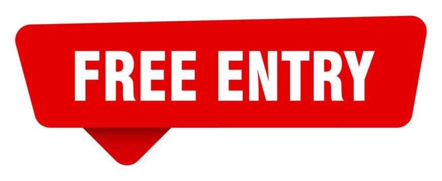 free entry red sticker isolated on transpatent background. free entry sign