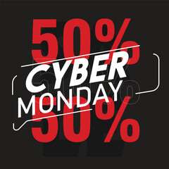 Cyber Monday commercial event, Sale banner design.