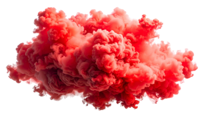A vibrant, crimson cloud-like form, rendered with meticulous detail, isolated against a black background
