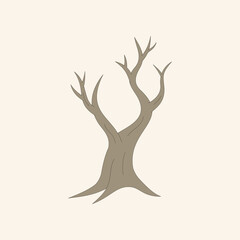 Dry tree. Dead tree. Nature theme. Vector illustration.