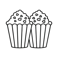 Two popcorn outline vector icon 