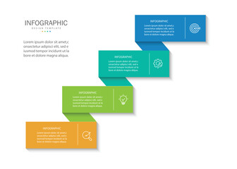 Business infographic template. 4 Step timeline journey. Process diagram, Infographic elements vector illustration.