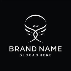 minimalist eagle hawk falcon logo design template