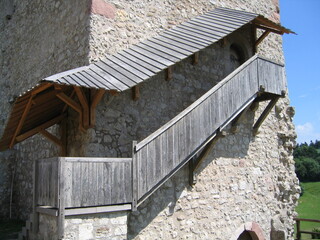 Treppe am Turm der Burgruine Brandenburg in Lauchröden an der Werra bei Gerstungen
