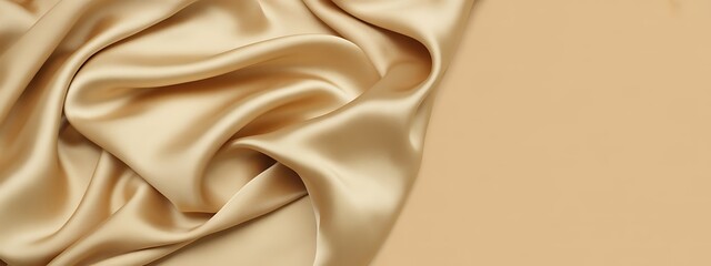 Luxurious flowing gold satin fabric with soft folds and highlights