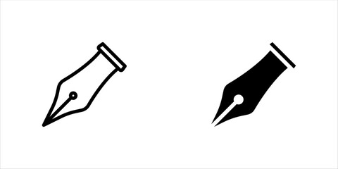 Pen nib flat vector icon set design with editable stroke on a white background vector illustration, eps 10