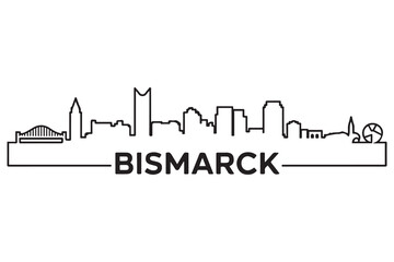 Fototapeta premium Bismarck Line Art skyline silhouette. Black Bismarck ND city design. with white background