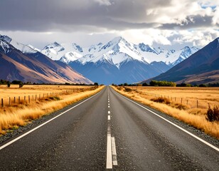 Mountain road stretching into distance