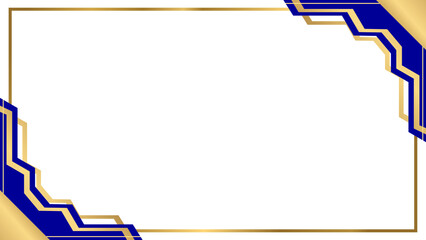 Modern Blue and Gold Geometric Frame with Light Gray Background