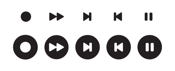 Media player icon set. play, pause, stop, record, rewind and forward vector illustration eps 10