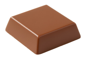 Milk chocolate square isolated on transparent background, sweet candy treat for dessert and confectionery use