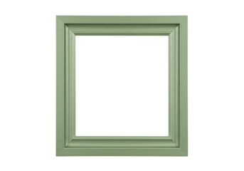 Light green picture frame isolated on transparent background, empty photo frame for mockup and display