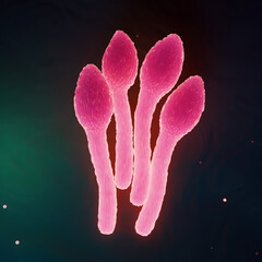 Clostridium Tetani Bacterium Microscopic 3D Render