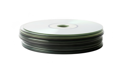 Stack of blank compact discs isolated on transparent background for data storage