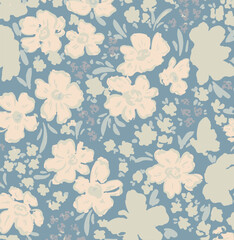 Small flowers, Daisy flowers, pattern on a yellow background with a wild flowers of different sizes artwork for tattoo, fabrics, souvenirs, packaging, greeting cards and scrapbooking