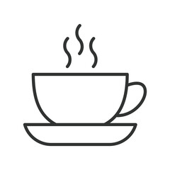 Coffee cup icon in line design. coffee, cup, hot drink, beverage, cafe, breakfast, tea, kitchen on white background vector. Coffee cup editable stroke icon