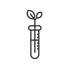 Test tube with plant icon in line design. test tube, plant, biology, laboratory, science, research, nature, eco on white background vector. Test tube with plant editable stroke icon