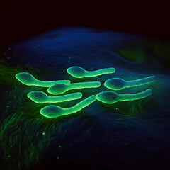 Clostridium Tetani Bacterium Microscopic 3D Render