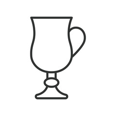 Irish coffee glass icon in line design. coffee, glass, hot drink, beverage, alcohol, cocktail, bar, cafe on white background vector. Irish coffee glass editable stroke icon