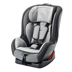 Gray child car seat for safety isolated on transparent background for children