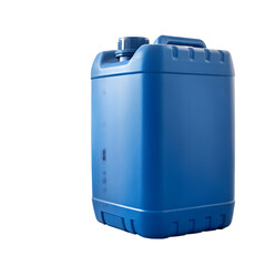 Blue plastic jerrycan isolated on transparent background for transporting liquids