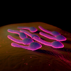Clostridium Tetani Bacterium Microscopic 3D Render