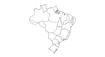 Explore Brazil's diverse regions with this clear outline map, perfect for educational materials, travel planning, and geographic presentations.