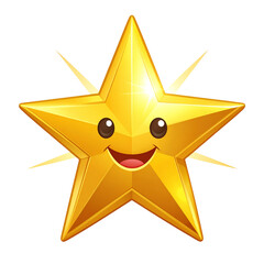 Cartoon vector PNG of a golden star with radiant beams, perfect for celebration, achievement badges, award icons