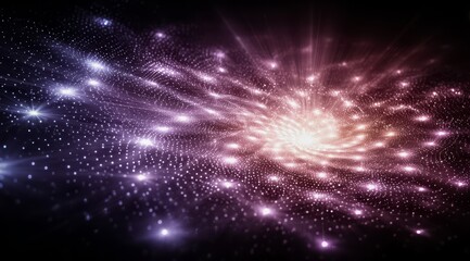 Obraz premium Galaxy of stars with a bright purple center. The stars are scattered throughout the galaxy