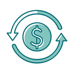 Circular Dollar Exchange Icon for Web and Graphic Design
