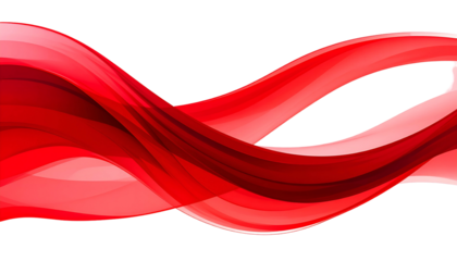 Flowing, layered red abstract design against a stark black background