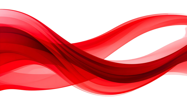 Flowing, layered red abstract design against a stark black background