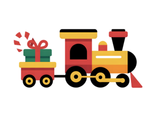 🚂 Christmas Toy Train with Gifts and Candy Cane