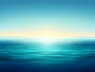 Obraz premium Serene Ocean Horizon with Gentle Waves and Soft Sunrise Glow.