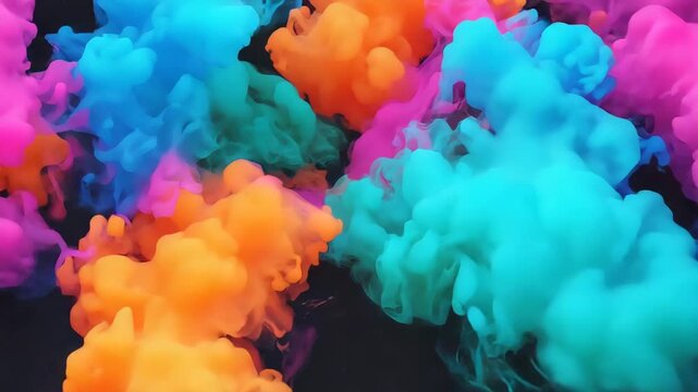 Vibrant ink cloud explosion abstract background colorful smoke diffusion motion fluid art vibrant