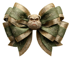 Surprise Christmas bow to add to a gift box in shades of green and gold
