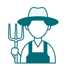 Farmer with Pitchfork Icon for Web and Graphic Design