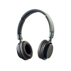 Black wireless headphone isolated on transparent background for music listening