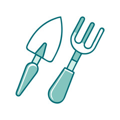 Gardening Tools Trowel and Fork Icon for Web and Graphic Design