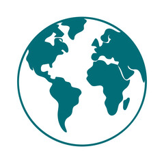 Globe with Continents World Map Icon for Web and Graphic Design