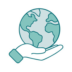 Globe with Hand Global Support or Offering Icon for Web and Graphic Design