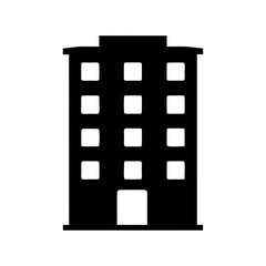 Black silhouette of a multi story building with multiple square windows