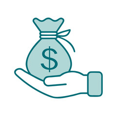 Hand Holding Money Bag Icon for Web and Graphic Design