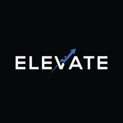 elevate text logo design, arrow financial graphic vector icon