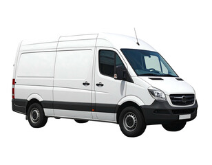 A plain, white cargo van is parked on a transparent background, facing slightly to the right