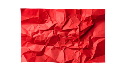 Textured close-up of a crumpled sheet of red paper, with visible folds and highlights