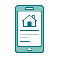 Mobile Phone with House Online Property Listing Icon for Web and Graphic Design