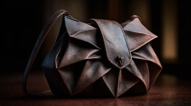 Italian leather handbag accented with Japanese origami details