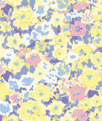 Small flowers, Daisy flowers, pattern on a yellow background with a wild flowers of different sizes artwork for tattoo, fabrics, souvenirs, packaging, greeting cards and scrapbooking