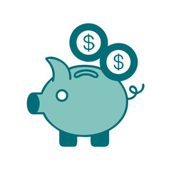 Piggy Bank with Coins Icon for Web and Graphic Design